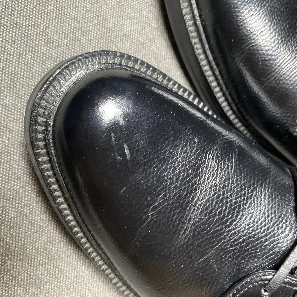 Vintage Sears Derby Blucher Dress Shoe Size 8.5 EE Black Pebbled 74668